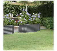 Raised Planter Garden Bed Oval 114 x 40 x 36 cm Grey Galvanised Steel