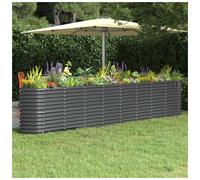 Garden Raised Bed Galvanised Steel Anthracite 332x40x68cm Oval Planter Rustproof