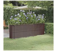 (brown, 224 x 40 x 68 cm) vidaXL Garden Planter Patio Flower Pot Raised Garden Bed Powder-coated Steel