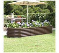 vidaXL Brown Galvanised Steel Raised Garden Bed 224 x 80 x 36cm - Size: 36 x 224 x 80cm - Wilko