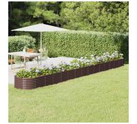 Garden Raised Bed Galvanised Steel Brown 620x80x36cm Rustic Heavy Duty Planters