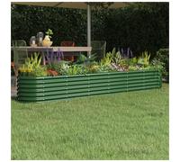 vidaXL Green Galvanised Steel Rectangular Garden Raised Bed 260 x 40 x 36cm - Size: 36 x 260 x 40cm - Wilko