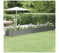 Garden Raised Bed Galvanised Steel Grey 440x80x36 cm Coated Rustproof Metal