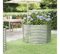 Garden Raised Bed Galvanised Steel Silver Round 100x100x68cm Durable Powdercoat