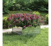 vidaXL Raised Garden Bed - Galvanized Steel Planter 100x100x45cm Silver, Rectangular Flower/Plant Pot for Outdoor Garden/Patio