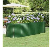 Garden Raised Bed Green Galvanised Steel 249x100x68 cm Round Planter LargeVeg