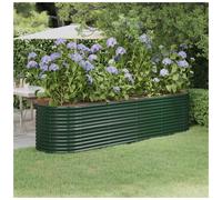 Garden Raised Bed Green Galvanised Steel 296x80x68 cm Outdoor Planter Oval Deep
