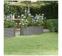 vidaXL Garden Raised Bed 114x40x36 cm Grey Galvanised Steel Outdoor Planter