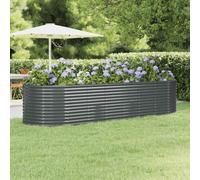 Garden Raised Bed Large Oval Planter 322 x 100 x 68 cm Grey Galvanised Steel