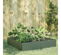Garden raised bed Olive Green Steel 100x100x33.5cm Open Bottom Planter for Herbs