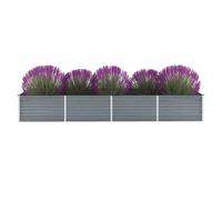 vidaXL Garden Raised Bed Galvanised Steel 320x80x45cm Grey Flower Raised Bed