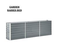 vidaXL Garden Raised Bed 240x40x77cm Galvanised Steel Grey Patio Raised Bed