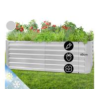 Garden Raised Bed plant Pot Planter Trough Flower 180x60x90cm 970l Silver Steel