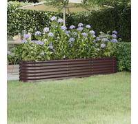 vidaXL Garden Raised Bed - Powder-coated Steel, 224x40x36 cm, Oval Brown Flower Box for Outdoor, Patio, Deck, Herb and Vegetable Planting