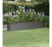 Garden Raised Bed Powder-coated Steel 224x40x36 cm Grey Berkfield Home Grey One Size