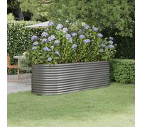 Garden Raised Bed Powder-coated Steel 224x80x68 cm Grey Berkfield Home Grey One Size