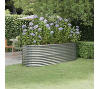Garden Raised Bed Powder-coated Steel 224x80x68 cm Silver Berkfield Home Silver One Size