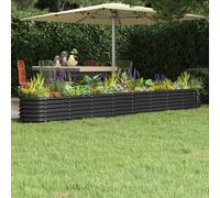 Garden Raised Bed Powder-coated Steel 332x40x36 cm Anthracite Berkfield Home Black One Size