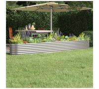 Garden Raised Bed Silver Galvanised Steel 332x40x36cm Oval Planter Durable Heavy