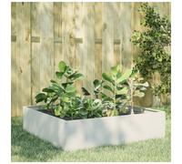 Garden Raised Bed Steel White 100x100x25cm Open Bottom Elevated Planter & Herbs