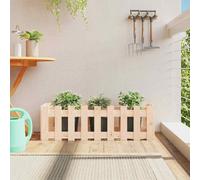 (natural pine, 100 x 30 x 30 cm) vidaXL Garden Raised Bed with Fence Design Outdoor Planter Solid Wood Pine