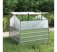 Garden Raised Bed with Greenhouse 100x100x85 cm Silver Berkfield Home Silver One Size