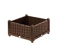 Garden Raised Flower vegetables, herbs Bed Rattan Effect Fence Planter Lawn Edging Pot Brown