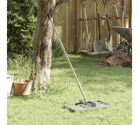 Garden Rake Brushed Stainless Steel 200cm Telescopic Handle Silver 45x25cm Heavy