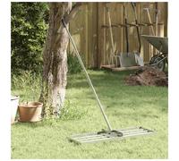 Garden Rake Silver Brushed Stainless Steel 75x25x200cm Detachable Handle Outdoor