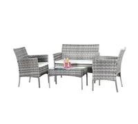 Garden Rattan Furniture 4 Piece Set Table Chairs Sofa Wicker Outdoor Patio Set