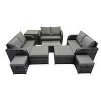 Garden Rattan Furniture Set 10 Seater with 4 Stools Side Table Fimous Dark Grey One Size