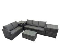 Garden Rattan Furniture Set 5 Seater with 2 Side Tables Fimous Dark Grey One Size