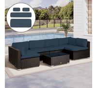 Outsunny Garden Rattan Sofa Cushion Polyester Cover Replacement Outdoor- No Cushion Included Blue