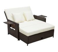 Garden Rattan Sofa Sun Lounger 2 Seater Daybed Fire Retardant Sponge