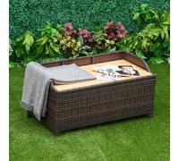 Garden Rattan Storage Box Bench Seat 2 Seater Waterproof Patio Organiser Wicker Outsunny Brown One Size