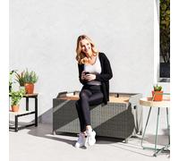 Garden Rattan Storage Box Bench Seat 2 Seater Waterproof Patio Organiser Wicker Outsunny Grey One Size
