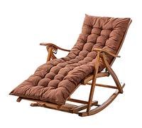 Garden Recliner Bamboo Folding Rocking Chair, Adjustable Elderly Leisure Chair,with Extended Footstool And Massage Board, Removable Cotton Pad, Load 200kg(Color:brown)