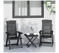Garden reclining chairs 2pc Anthracite PP Foldable 4-Position Adjustable Outdoor