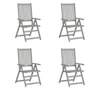 Garden Reclining Chairs 2pc Grey Solid Acacia Wood 57x69x110cm Foldable Weather