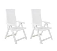 vidaXL Garden Reclining Chairs 2 pcs Plastic White, White