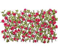 Garden Retractable Wooden Hedge Panels with Artificial Flowers & Leaves Expandable Trellis Fence for Enhanced Outdoor Privacy 825 Colorful Design