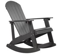 Beliani Traditional Garden Lounge Rocking Chair Slatted Design Indoor Outdoor Dark Grey Adirondack