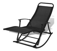 Garden Rocking Chair Black Steel and Textilene 150x64x83cm Folding Recliner inc