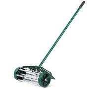 Garden Rolling Lawn Aerator Heavy-Duty Manual Tool With Spiked Roller & Removable 3-Piece Handle Robust Steel Construction