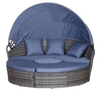 Garden Round Sofa Bed Coffee Table Canopy Patio Sectional Set Rattan 5 Pc