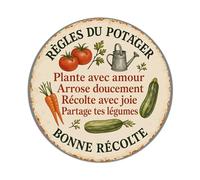 Garden Rules Plant With Love Water Gently Harvest With Joy Share Your Vegetables Good Harvest Round Tin Sign Vintage Metal Sign Home Bar Garden Indoor & Outdoor Wall Decor Retro Metal Poster 8x8 Inch