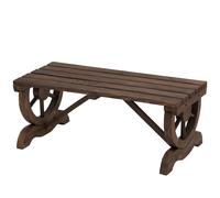 Garden Rustic Wooden Bench Wheel-Shaped Legs Slatted Seat Stable Reinforced Structure Outdoor Patio Garden 2-Person Bench Seat - Brown