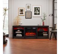 Garden Sanctuary 12 Flame Colours Electric Fireplace TV Stand with Remote, Black Wood Grain