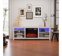 Garden Sanctuary 12 Flame Colours Electric Fireplace TV Stand with Remote, White Wood Grain