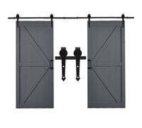 Garden Sanctuary 200Cm Black Sliding Barn Door Kit Carbon Steel Internal Door Track Hardware Kit Closet Rail Sliding Kit (Door Not Included)